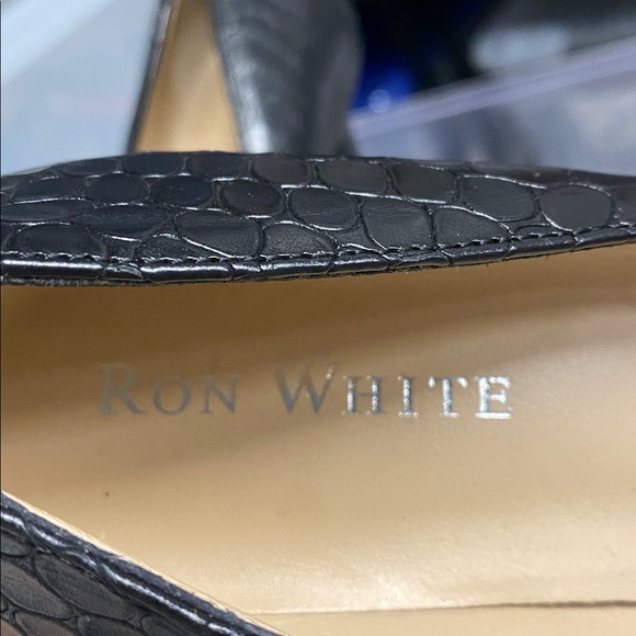 Ron White Cynthia Croc Embossed Heels Black SZ 38 - Picture 5 of 6